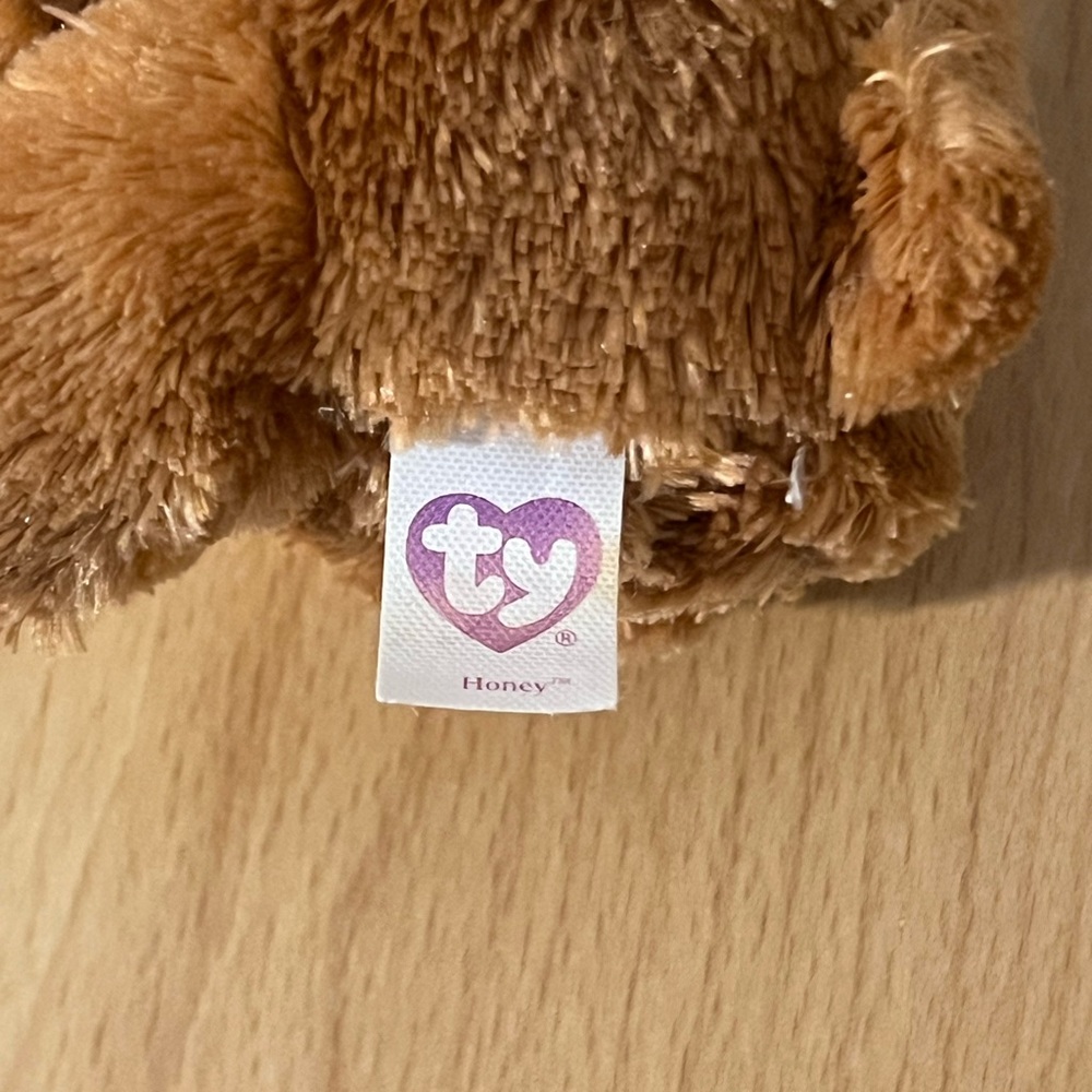 RETIRED. Ty Beanie Boo “Honey” Bear Plush 6” – Glitter Eyes Stuffed Animal - Picture 2 of 4